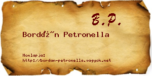 Bordán Petronella névjegykártya